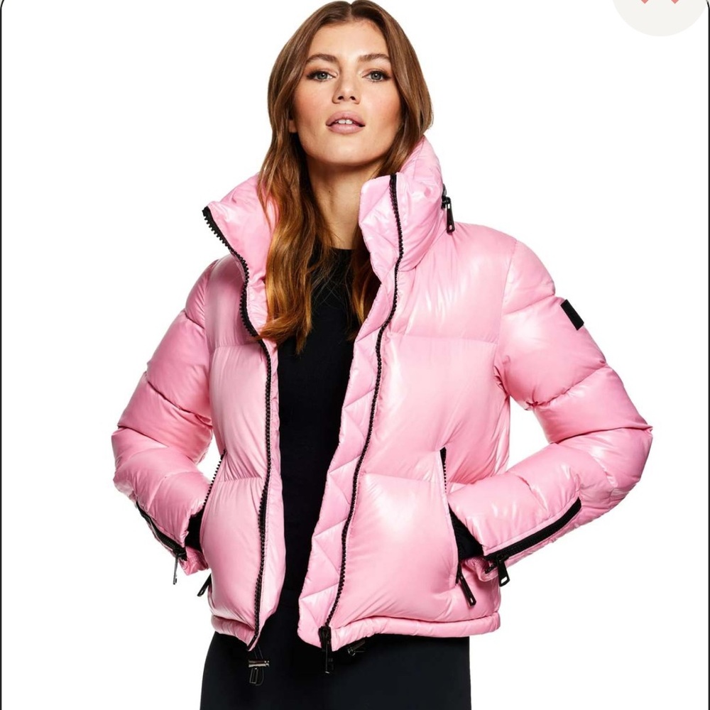 SAM Pink Puffer Jacket with High Collar